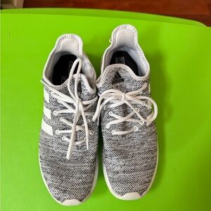 adidas Gray and White Knit Athletic Sneakers